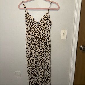 Express Leopard Print Spaghetti Strap Maxi Jumper